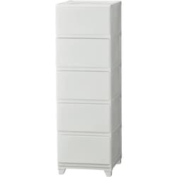 収納ケース ボックス （約）幅34×奥行41.5×高さ106.1cm 日本製 壁付デコニーシーヴォ 5段 ホワイト