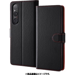 RT-RXP1M5ELC1/BR [Xperia 1 V用 耐衝撃 手帳型レザーケース シンプル マグネット ブラック レッド]