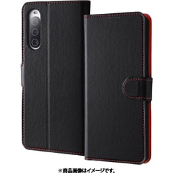 RT-RXP10M5ELC1/BR [Xperia 10 V用 耐衝撃 手帳型レザーケース ブラック/レッド]