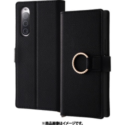 IN-RXP10M5TBC10/B [Xperia 10 V用 耐衝撃 手帳型レザーケース KAKU Ring ブラック]