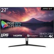 JN-27IPS4FLUHDR [液晶モニター/27インチ/IPS 4K（3840x2160）/4辺フレームレス/HDMI DP sRGB 99％ DCI-P3 95％ PBP/PIP機能対応]