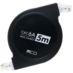 コードリールLANケーブル CAT6A 5m MUL-CA605/BK
