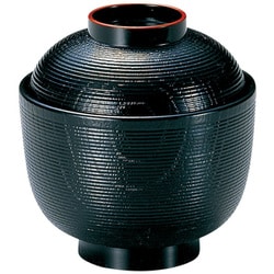 食洗機対応 耐熱3寸千筋ケヤキ小吸椀 黒天朱 内黒 32600220
