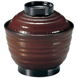 食洗機対応 耐熱3.5寸乱引木目小吸物椀 溜 内黒 32600000