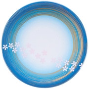 13000100 [直径150寿司皿 青ぼかし流水桜]