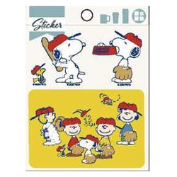 PKS293 PEANUTS 耐水耐熱ステッカー スヌーピー Baseball [キャラクターグッズ]