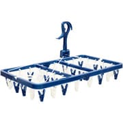 LAUNDRY SELECT サイドフック付角ハンガー ピンチ32個 ブルー 24848