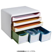 EXACOMPTA ストアボックス 小物入れ付きレターケース A4 横型 ホワイト/引出しマルチカラー MTF306913D