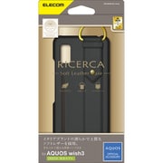 PM-S233PLOILBK [AQUOS wish3 （SH-53D） ケース ソフトレザー カバー 落下防止バンド付 スタンド機能付 RICERCA ブラック]