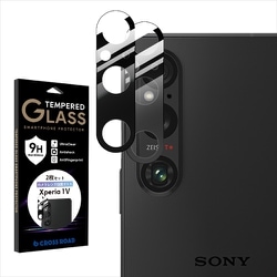 CRCG-XP1MK5 [2枚組 Xperia 1V カメラ 2眼 レンズ 保護フィルム ガラスフィルム 日本製硝子 硬度9H 全面保護 レンズカバー カメラフィルム ブラック]