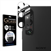 CRCG-XP1MK5 [2枚組 Xperia 1V カメラ 2眼 レンズ 保護フィルム ガラスフィルム 日本製硝子 硬度9H 全面保護 レンズカバー カメラフィルム ブラック]