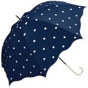 長傘 サンシェイドロング 55cm 8本骨 UV加工/遮光/遮熱 ドット ダークネイビー S155-0781DN1-B2