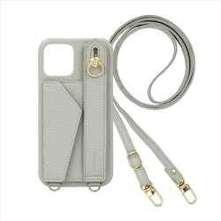 BS-IP12-PG [iPhone 12/12 Pro 用 ケース ベルト付きショルダーケース スマホケース ショルダータイプ くすみカラー スタンド機能 エレガンテ Elegante/ペールグレー]