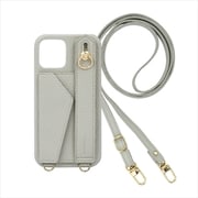 BS-IP12-PG [iPhone 12/12 Pro 用 ケース ベルト付きショルダーケース スマホケース ショルダータイプ くすみカラー スタンド機能 エレガンテ Elegante/ペールグレー]