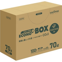 ゴミ袋 エコノプラス nocoo 半透明 70L BOX入り シャカシャカ素材 100枚入 80×90cm 厚さ0.020mm CE74