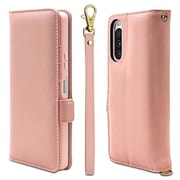 7533XP105BO [Xperia 10V用 ケース カバー 手帳型 カード入れ スタンド機能 ハンドストラップ付き ライトピンク]