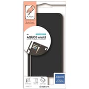 7554AQOW3BO [AQUOS wish3用 ケース カバー 手帳型 カード入れ スタンド機能 ハンドストラップ付き ブラック]