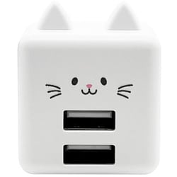 USB AC充電器 モバにゃー 2.4A USB-A×2 90°回転式収納プラグ Smart IC搭載 もちち RAC2A2A02MCC