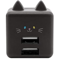 USB AC充電器 モバにゃー 2.4A USB-A×2 90°回転式収納プラグ Smart IC搭載 ごま RAC2A2A02GOM