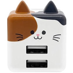 USB AC充電器 モバにゃー 2.4A USB-A×2 90°回転式収納プラグ Smart IC搭載 ミッケ RAC2A2A02MIK