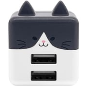 USB AC充電器 モバにゃー 2.4A USB-A×2 90°回転式収納プラグ Smart IC搭載 はっち RAC2A2A02HAC