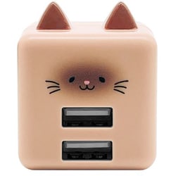 USB AC充電器 モバにゃー 2.4A USB-A×2 90°回転式収納プラグ Smart IC搭載 モネ RAC2A2A02MNE