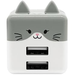 USB AC充電器 モバにゃー 2.4A USB-A×2 90°回転式収納プラグ Smart IC搭載 ミソニ RAC2A2A02MSN