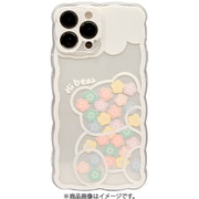 iPhone 14 Proケース A8 シリコン 花柄くまちゃん ホワイトベース
