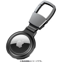AirTag ケース E1 金属 カラビナ付 メタル素材 ブラック
