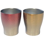 62432 [グラデーション ロックカップ 約290ml ペアセット（2個入り） ピンクゴールド×ゴールド]
