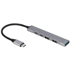 PD対応 USB 3.2 Gen1 ＋ 2.0 4ポート アルミハブ UH-C3384GY