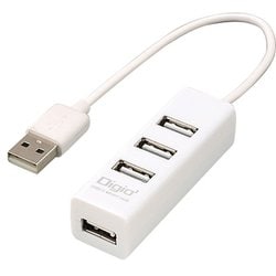 ケーブル一体型USBハブ USB2.0 4ポートハブ 15cm ホワイト UH-2604W