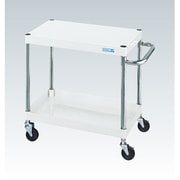 CSP-6062LYW [CSパールワゴン 軽量タイプ 直進安定金具付 前輪固定・後輪自在/均等耐荷重100kg/ゴム車/H600mm/2段/移動式 W600×D400×H600mm]