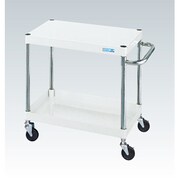 CSP-7562LYW [CSパールワゴン 軽量タイプ 直進安定金具付 前輪固定・後輪自在/均等耐荷重100kg/ゴム車/H600mm/2段/移動式 W750×D500×H600mm]