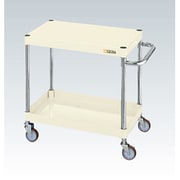 CSP-6062LYI [CSパールワゴン 軽量タイプ 直進安定金具付 前輪固定・後輪自在/均等耐荷重100kg/ゴム車/H600mm/2段/移動式 W600×D400×H600mm]
