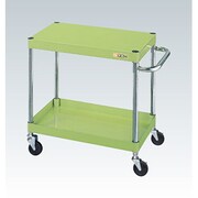 CSP-7562LY [CSパールワゴン 軽量タイプ 直進安定金具付 前輪固定・後輪自在/均等耐荷重100kg/ゴム車/H600mm/2段/移動式 W750×D500×H600mm]