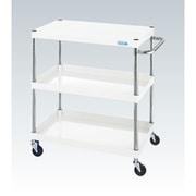CSP-7583LYW [CSパールワゴン 軽量タイプ 直進安定金具付 前輪固定・後輪自在/均等耐荷重150kg/ゴム車/H880mm/3段/移動式 W750×D500×H880mm]