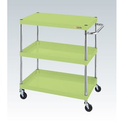 CSP-6083LY [CSパールワゴン 軽量タイプ 直進安定金具付 前輪固定・後輪自在/均等耐荷重150kg/ゴム車/H880mm/3段/移動式 W600×D400×H880mm]