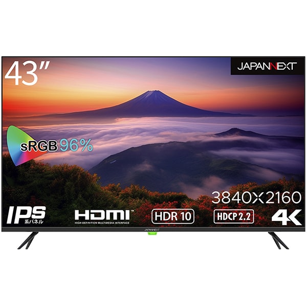 JAPANNEXT ジャパンネクストJN-IPS4302TUHDR [液晶ディスプレイ/43型/4K（3840×2160）/IPSパネル/半光沢/HDR対応/HDMI×3]Ω