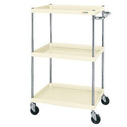 CSP-90123LYI [CSパールワゴン 軽量タイプ 直進安定金具付 前輪固定・後輪自在/均等耐荷重150kg/ゴム車/H1200mm/3段/移動式 W900×D600×H1200mm]