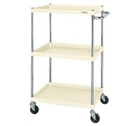 CSP-90123LYI [CSパールワゴン 軽量タイプ 直進安定金具付 前輪固定・後輪自在/均等耐荷重150kg/ゴム車/H1200mm/3段/移動式 W900×D600×H1200mm]