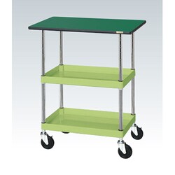 CSP-7572LTE [CSパールワゴン 軽量タイプ/均等耐荷重150kg/改正RoHS10物質対応サカエリューム天板/ゴム車/H760mm/2段＋天板付/移動式 W750×D500×H760mm]