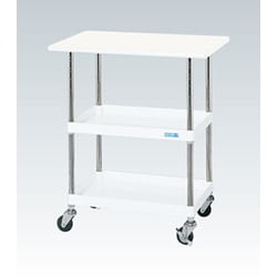 CSP-7572LVW [CSパールワゴン 軽量タイプ/均等耐荷重150kg/抗菌・抗ウイルスポリエステル天板/ゴム車/H760mm/2段＋天板付/移動式 W750×D500×H760mm]