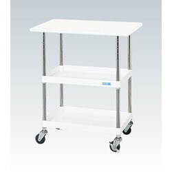 CSP-7572LVNUW [CSパールワゴン 軽量タイプ/均等耐荷重150kg/抗菌・抗ウイルスポリエステル天板/ナイロンウレタン車/H760mm/2段＋天板付/移動式 W750×D500×H760mm]