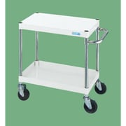 CSP-6062YW [CSパールワゴン 中量タイプ 直進安定金具付 前輪固定・後輪自在/均等耐荷重150kg/ゴム車/H600mm/2段/移動式 W600×D400×H600mm]