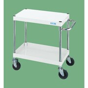 CSP-9062YW [CSパールワゴン 中量タイプ 直進安定金具付 前輪固定・後輪自在/均等耐荷重150kg/ゴム車/H600mm/2段/移動式 W900×D600×H600mm]
