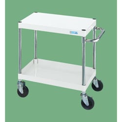 CSP-9062YNUW [CSパールワゴン 中量タイプ 直進安定金具付 前輪固定・後輪自在/均等耐荷重150kg/ナイロンウレタン車/H600mm/2段/移動式 W900×D600×H600mm]