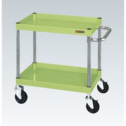 CSP-7562YNU [CSパールワゴン 中量タイプ 直進安定金具付 前輪固定・後輪自在/均等耐荷重150kg/ナイロンウレタン車/H600mm/2段/移動式 W750×D500×H600mm]