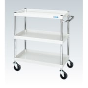 CSP-9073W [CSパールワゴン 中量タイプ/均等耐荷重150kg/ゴム車/H740mm/3段/移動式 W900×D600×H740mm]