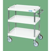 CSP-6073NUW [CSパールワゴン 中量タイプ/均等耐荷重150kg/ナイロンウレタン車/H740mm/3段/移動式 W600×D400×H740mm]
